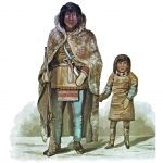 Portrait d’Akaitcho et de son fils, dessiné par le lieutenant Hood, Marine royale.