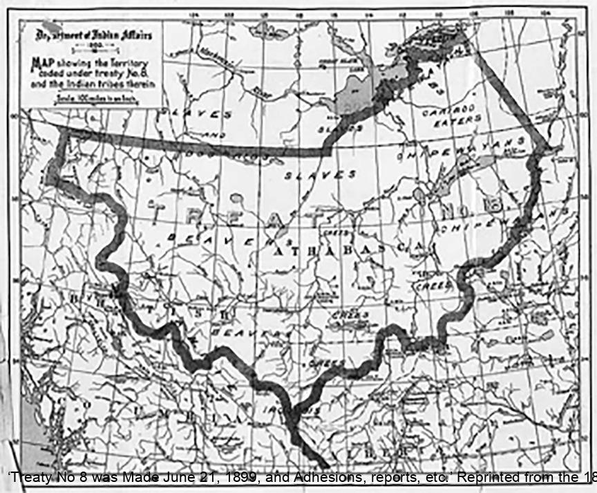 Carte tirée du document du traité montrant la frontière du traité no 8.