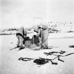 Soldats parachutés sur le lac, Yellowknife, 1955.